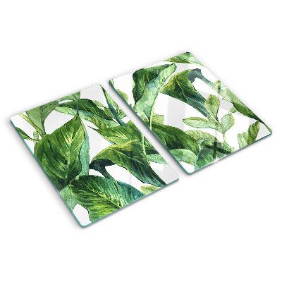 Szklana deska kuchenna z motywem liści roślin tropikalnych