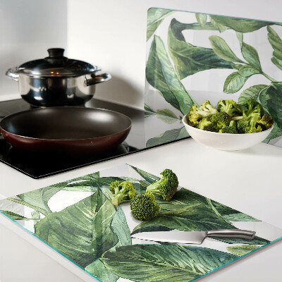 Szklana deska kuchenna z motywem liści roślin tropikalnych