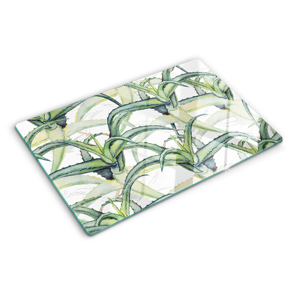 Szklana deska do krojenia z motywem liści roślin w stylu akwarelowym