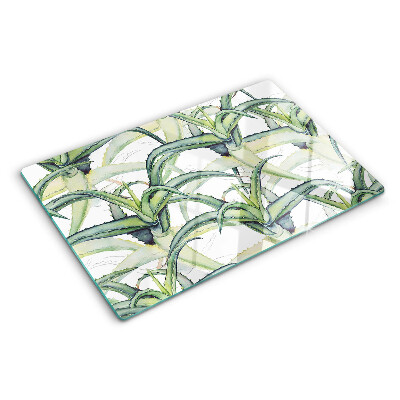 Szklana deska do krojenia z motywem liści roślin w stylu akwarelowym