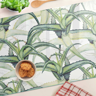 Szklana deska do krojenia z motywem liści roślin w stylu akwarelowym