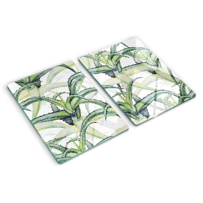 Szklana deska do krojenia z motywem liści roślin w stylu akwarelowym