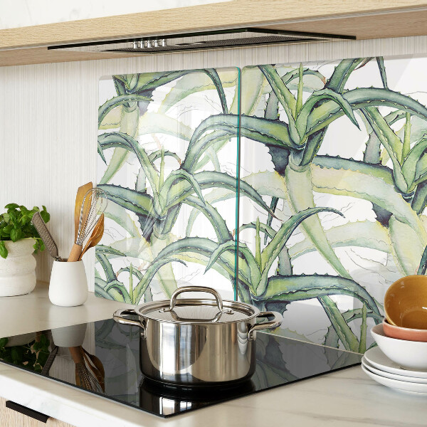 Szklana deska do krojenia z motywem liści roślin w stylu akwarelowym