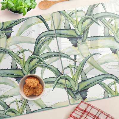 Szklana deska do krojenia z motywem liści roślin w stylu akwarelowym