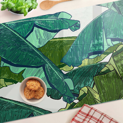 Szklana deska do krojenia z motywem liści palmowych w odcieniach zieleni