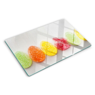 Szklana deska kuchenna z nadrukiem słodyczy w kolorach tęczy