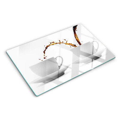 Szklana deska kuchenna z nadrukiem kawy w filiżankach