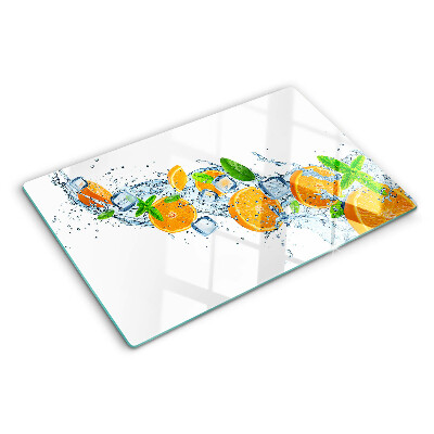 Deska kuchenna szklana z motywem cytrusów w wodzie
