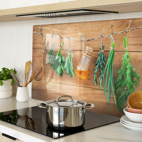 Szklana deska do krojenia z motywem ziół, idealna do pracy w kuchni