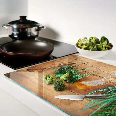 Szklana deska do krojenia z motywem ziół, idealna do pracy w kuchni