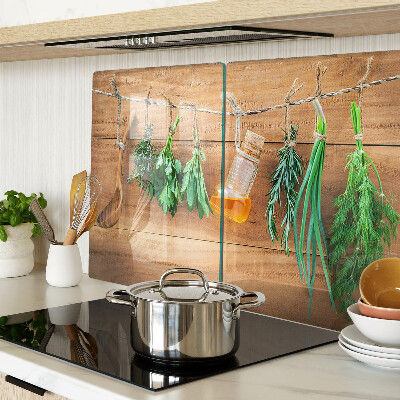 Szklana deska do krojenia z motywem ziół, idealna do pracy w kuchni