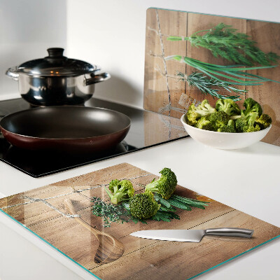 Szklana deska do krojenia z motywem ziół, idealna do pracy w kuchni