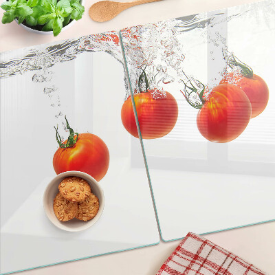 Szklana deska do krojenia z nadrukiem przedstawiającym pomidory w wodzie
