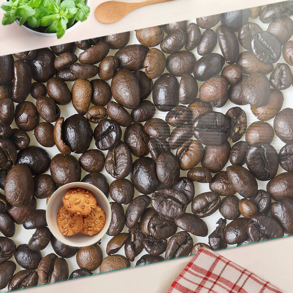 Deska kuchenna szklana z motywem ziaren kawy