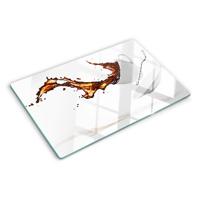 Szklana deska do krojenia z motywem kawy z rozpryskującym się napojem