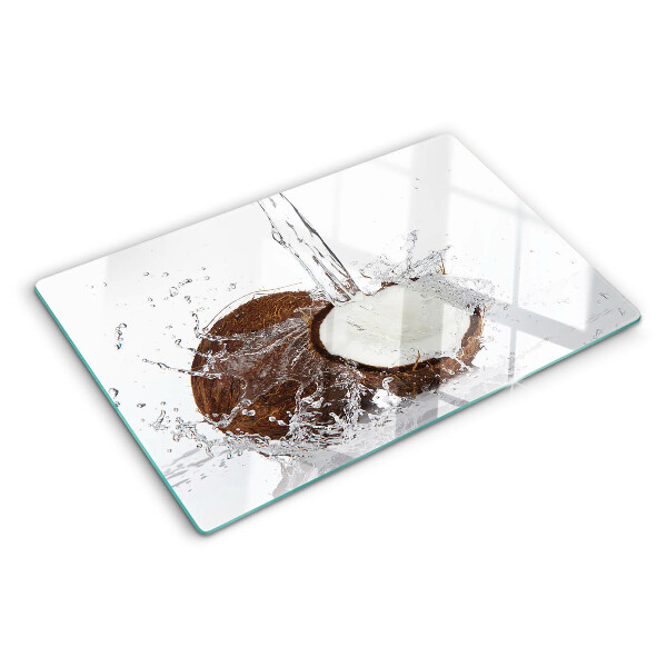 Szklana deska kuchenna z motywem kokosa w wodzie z efektem rozprysku