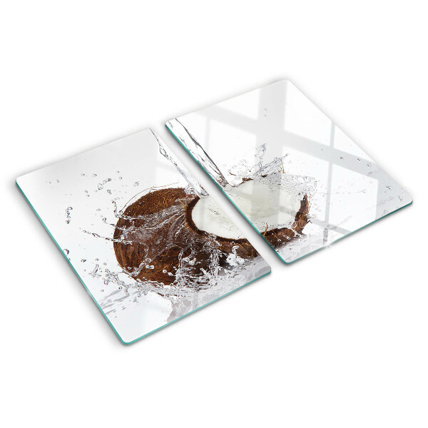 Szklana deska kuchenna z motywem kokosa w wodzie z efektem rozprysku
