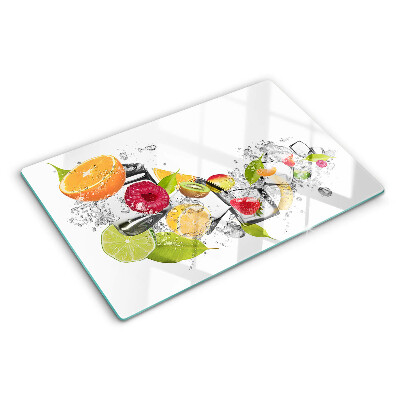 Szklana deska kuchenna z motywem owoców zanurzonych w wodzie