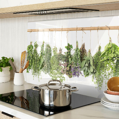 Deska kuchenna szklana z motywem suszonych ziół na sznurku