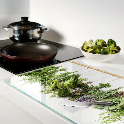 Deska kuchenna szklana z motywem suszonych ziół na sznurku