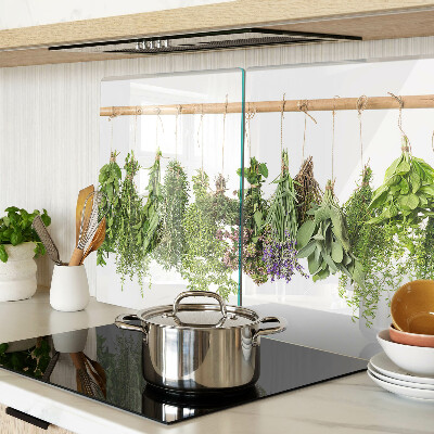 Deska kuchenna szklana z motywem suszonych ziół na sznurku