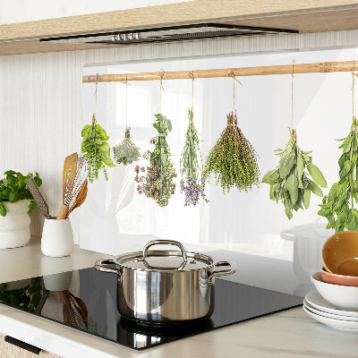 Deska kuchenna szklana z motywem suszonych ziół na sznurku