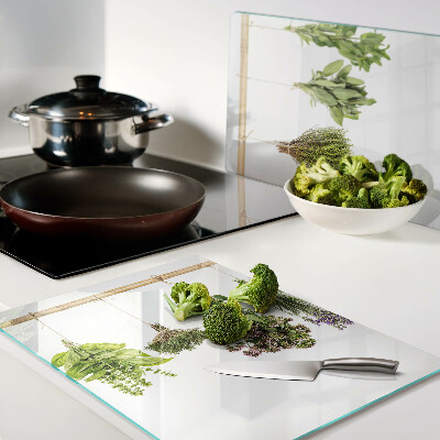 Deska kuchenna szklana z motywem suszonych ziół na sznurku