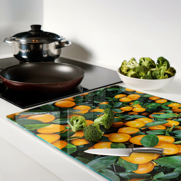Szklana deska do krojenia z nadrukiem mandarynek na gałązkach