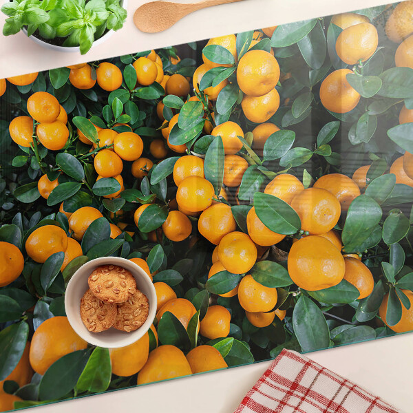 Szklana deska do krojenia z nadrukiem mandarynek na gałązkach