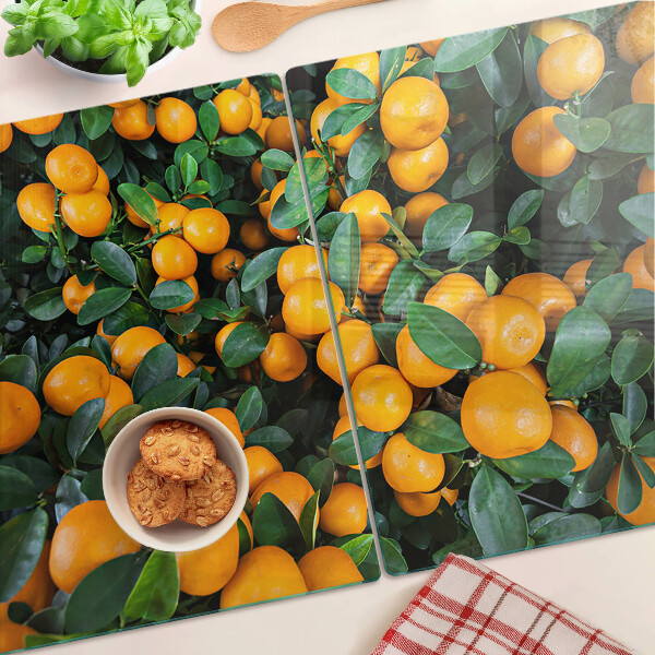 Szklana deska do krojenia z nadrukiem mandarynek na gałązkach