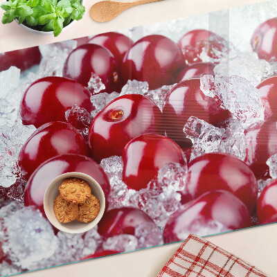 Szklana deska kuchenna z motywem czerwonych winogron na lodzie