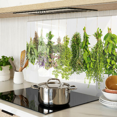 Deska kuchenna szklana z motywem wiszących ziół na sznurku