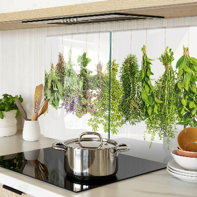 Deska kuchenna szklana z motywem wiszących ziół na sznurku