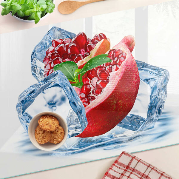 Szklana deska kuchenna z nadrukiem w odcieniu granatu przypominającym lód