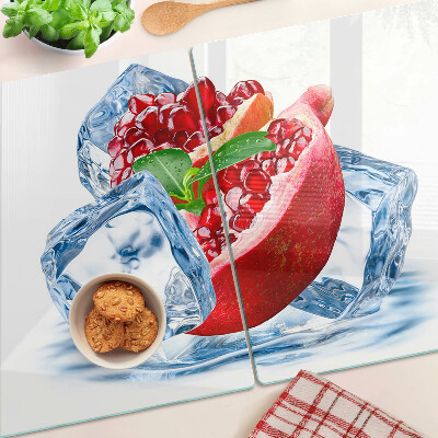 Szklana deska kuchenna z nadrukiem w odcieniu granatu przypominającym lód
