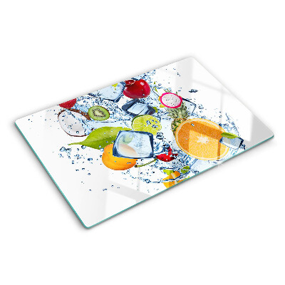 Szklana deska do krojenia z nadrukiem owoców i lodu