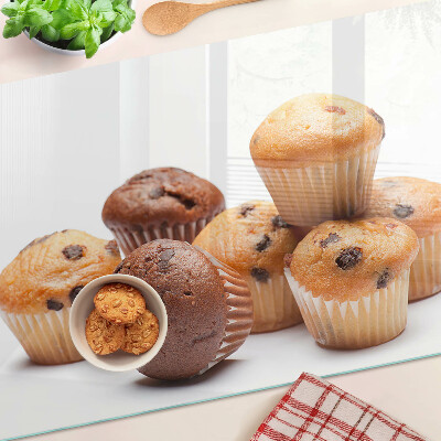 Szklana deska kuchenna z nadrukiem muffinek czekoladowych i waniliowych