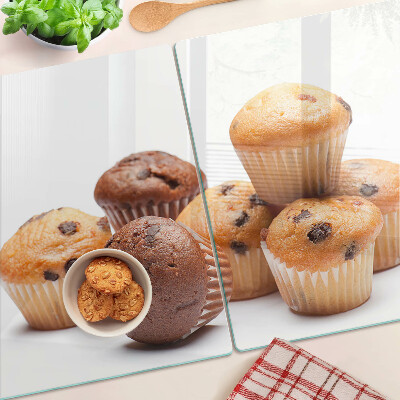 Szklana deska kuchenna z nadrukiem muffinek czekoladowych i waniliowych