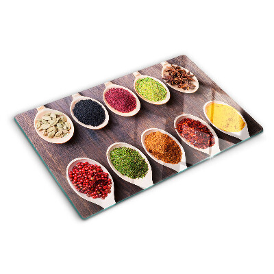 Deska kuchenna szklana z nadrukiem miarki do przypraw w łyżkach