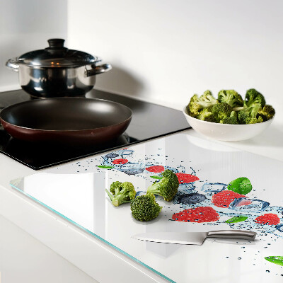 Szklana deska do krojenia z kwiatowym wzorem z jagodami