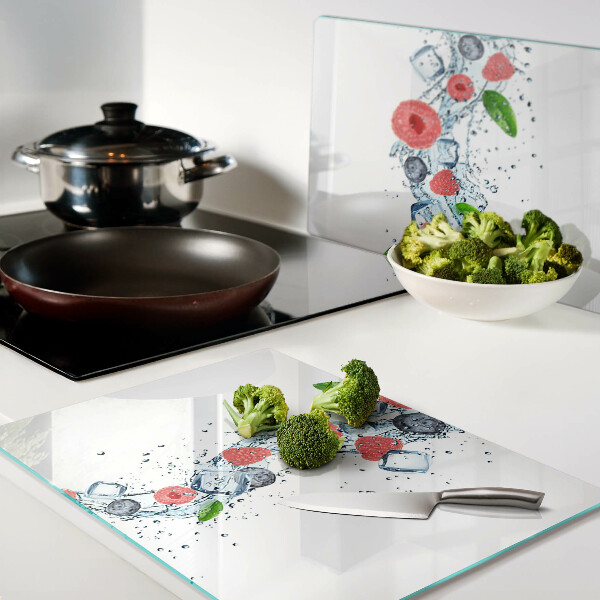 Szklana deska do krojenia z kwiatowym wzorem z jagodami