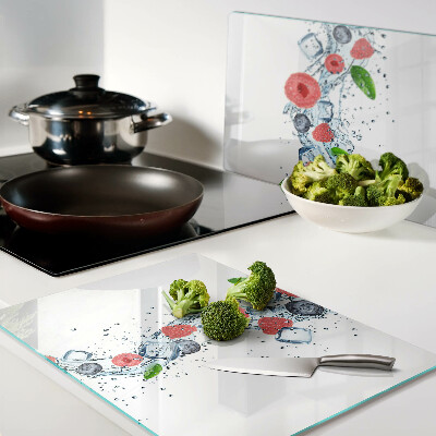 Szklana deska do krojenia z kwiatowym wzorem z jagodami