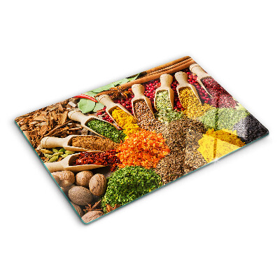 Szklana deska do krojenia z motywem przypraw i ziół