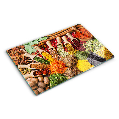 Szklana deska kuchenna z motywem przypraw i ziół