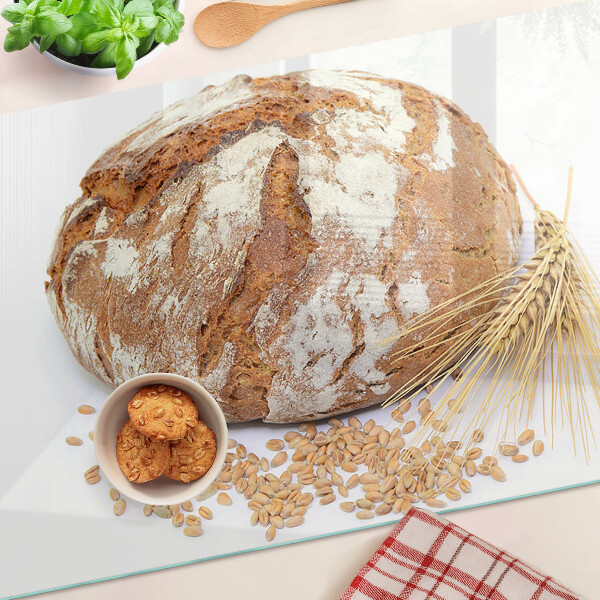 Szklana deska kuchenna z motywem chleba i zbóż