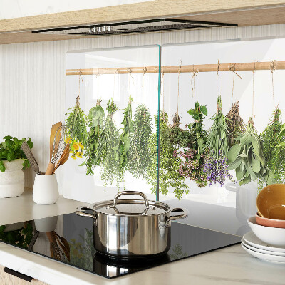 Szklana deska do krojenia z motywem suszonych ziół na sznurku