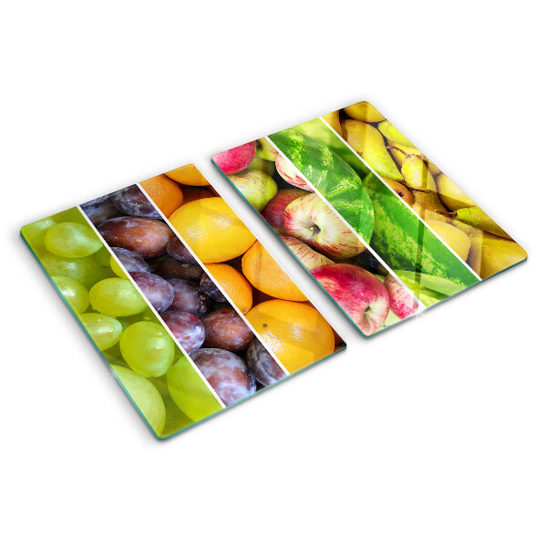 Szklana deska kuchenna z motywem owoców w kolorach tęczy