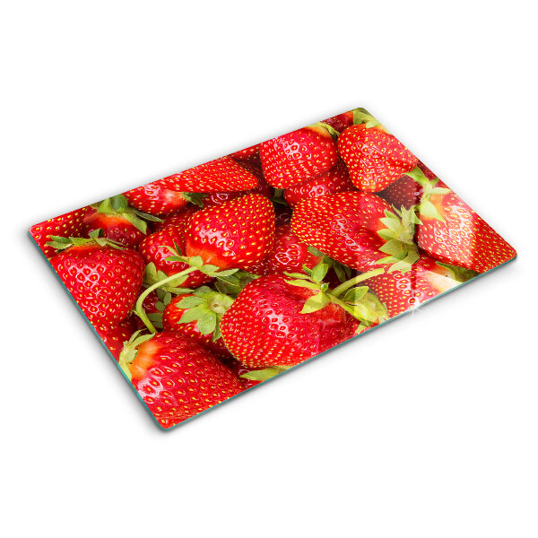 Deska kuchenna szklana z motywem truskawek na tle