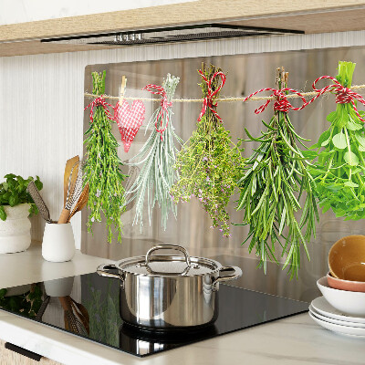 Szklana deska do krojenia z motywem ziół na sznurku