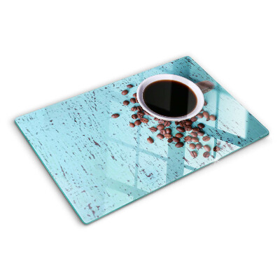 Szklana deska do krojenia z motywem kawy i ziaren kawy